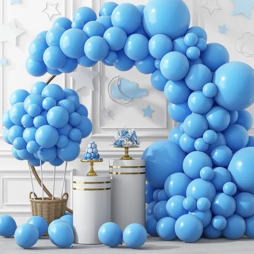 Miniatura 35 de Rubfac - Globos azul rey, 129 unidades, diferentes tamaños, 18, 12, 10 y 5 pulgadas para arco de guirnalda, decoración de cumpleaños azul, baby Azul