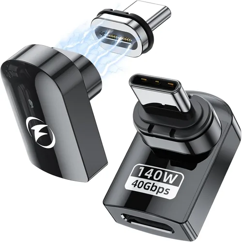 Miniatura 8 de Adaptador magnético USB tipo C, (paquete de 2) adaptador USB C magnético de 24 pines con PD 140 W USBC 4 20 Gbps transferencia de datos 8K 60Hz