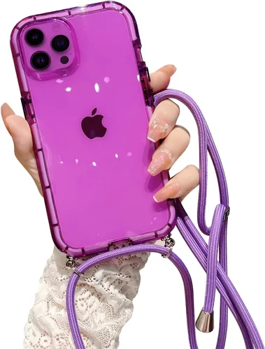 Miniatura 12 de Funda transparente para iPhone 13 Pro Max con cordón cruzado, delgada, translúcida, a prueba de golpes, suave, con correa de hombro ajustable