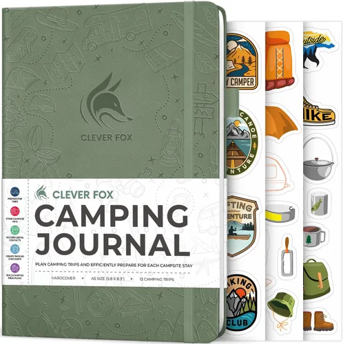 Miniatura 17 de Clever Fox Diario de Campamento – Libro de Registro de Campista y Planificador de Viajes en RV – Diario de Campamento al Aire Libre y Cuaderno