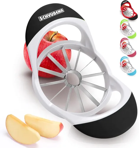 SCHVUBENR Cortador de manzana grande de 4.72 pulgadas con 12 cuchillas, cortador profesional de manzana, descorazonador de manzana de acero