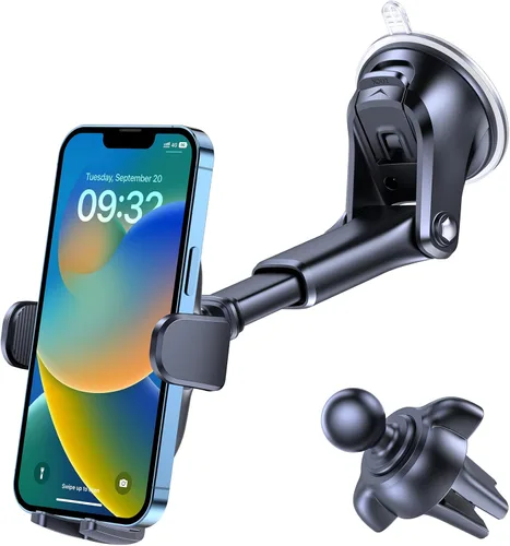 Miniatura 8 de OQTIQ Soporte de teléfono 3 en 1 para salpicadero, parabrisas y ventilación de aire, fuerte soporte de ventosa con brazo ajustable y rotación
