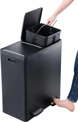Miniatura 2 de Step N' Sort El bote de basura y reciclaje de capacidad extra grande de 18.5 galones, Soft-Step, con dos compartimentos y contenedores interiores