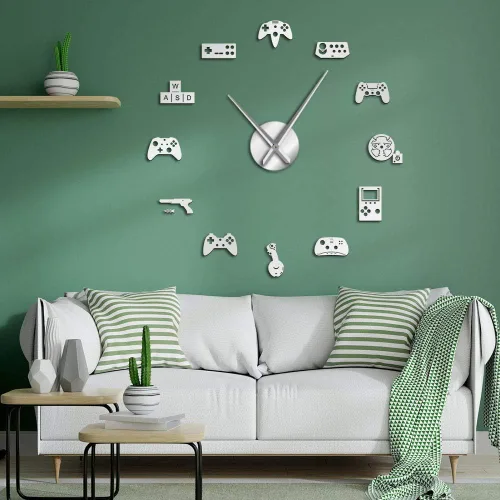 Miniatura 10 de The Geeky Days Controlador de juegos de video DIY reloj de pared gigante juego joysticks pegatinas Gamer arte de pared video juegos signos niño