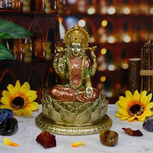 Miniatura 2 de BangBangDa Diosa hindú Señor Laxmi Estatua - Estatua de Lakshmi Dios indio Templo de oficina en casa Mandir Puja Artículos India Ídolo Figura Murti