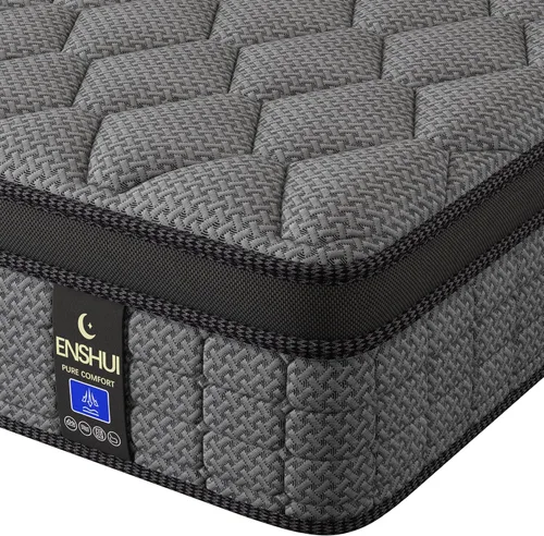 ENSHUI Colchón individual, colchón híbrido de 12 pulgadas en una caja, colchones de firmeza media con espuma viscoelástica de gel y resortes