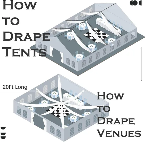 Miniatura 3 de 2 paneles de 5 pies de ancho x 20 pies de alto, cortinas de techo marrones para fiestas de boda – 20 pies extra largas de poliéster grueso sin