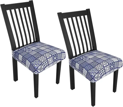 Miniatura 58 de Juego de 4 fundas elásticas para sillas de comedor, fundas para sillas de comedor con estampado floral, fundas para asientos de sillas con estampado