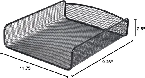 Miniatura 3 de Safco Onyx - Organizador de escritorio de malla individual Acero resistente Acabado de recubrimiento en polvo 11.75 x 9.25 x 2.5 pulgadas