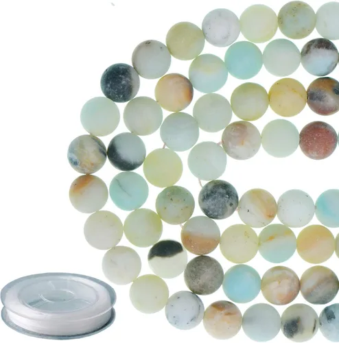 Miniatura 26 de Piedras preciosas redondas de jade blanco mate natural de 0.236 pulgadas esmeriladas, 120 cuentas sueltas a granel para hacer joyas y pulseras