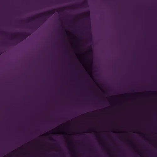 Miniatura 11 de Juego de sábanas de 800 hilos, 4 piezas, color rosa, 100% algodón, para cama tamaño matrimonial, de una sola capa, hilos de algodón de fibra larga