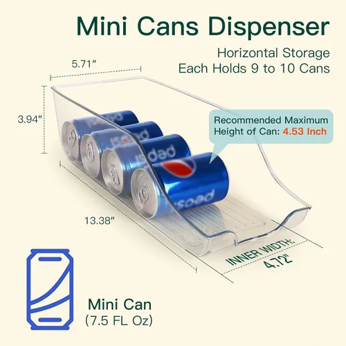 Miniatura 6 de Juego de 4 cubos organizadores de refrigerador, almacenamiento de despensa, dispensador de latas para armario de cocina o encimera, soporte