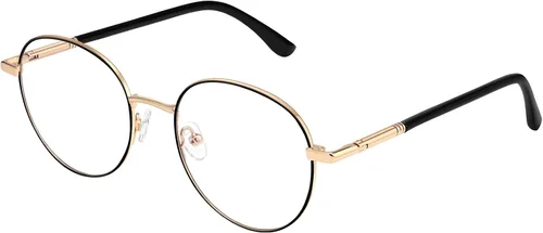 Dollger Gafas redondas con bloqueo de luz azul para mujeres y hombres, lentes transparentes circulares, marco de metal, lentes para juegos de