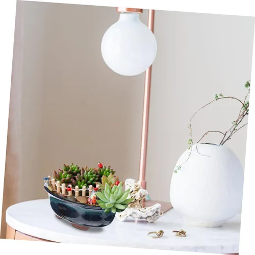 Miniatura 7 de Yardwe 2 macetas de cerámica esmaltadas para bonsái y cactus, elegantes adornos de escritorio decorativos para interiores para el año