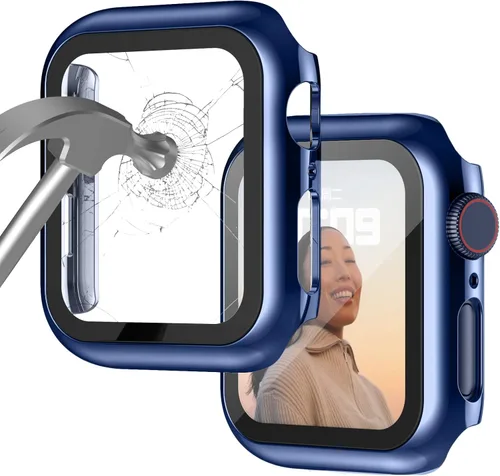 Miniatura 28 de Funda compatible con Apple Watch de 1 37⁄64 pulgadas (40 mm), serie 6/5/4/SE, con protector de pantalla de vidrio templado integrado, carcasa Negro
