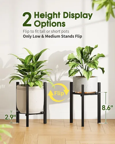 Miniatura 4 de Paquete de 3 soportes para plantas ajustables para interiores, soporte moderno de metal para plantas de interior, soportes resistentes para plantas