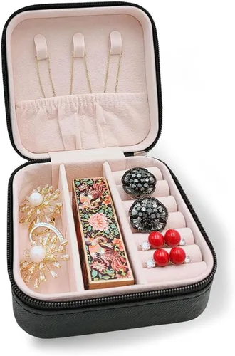 Miniatura 5 de Estuche de joyería de viaje, caja organizadora de joyas, organizador de joyas organizador de anillos pequeños de viaje, organizador de collar