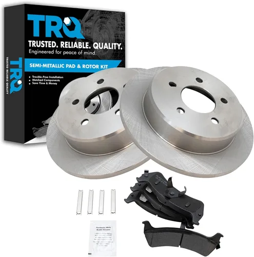 Miniatura 154 de TRQ Juego de pastillas de freno semimetálicas traseras y rotores compatibles con Chevrolet Trailblazer 02-06 Trailblazer EXT 04-06 SSR 02-07 GMC