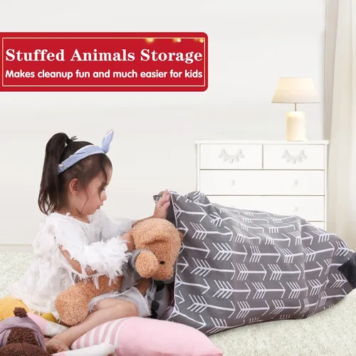 Miniatura 4 de Jorbest Puf de almacenamiento de animales de peluche para niños y adultos, puf de animales de peluche, asiento de lona de alta calidad, solo funda
