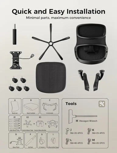 Miniatura 7 de Silla de oficina, sillas de escritorio ergonómicas de malla, cómoda silla de juegos para computadora con altura ajustable y reposabrazos abatibles