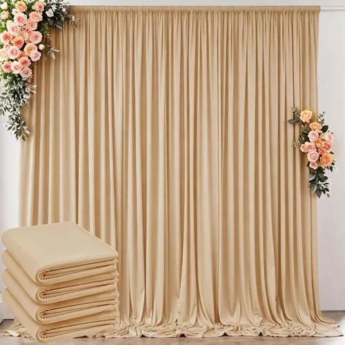 Miniatura 71 de Cortinas de telón de fondo blanco de 30 pies x 8 pies para fiestas de boda, 6 paneles de 5 pies x 8 pies, cortinas de fotografía de poliéster sin