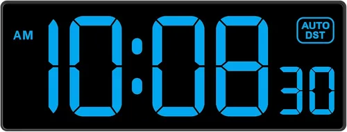 Soobest Reloj de Pared LED Reloj Digital con Segundos, Enchufe Eléctrico en Reloj de Números Grandes 5 Atenuadores Montaje en Pared para Sala de