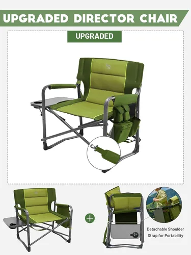 Miniatura 8 de Timber Ridge Sillas de director XXL mejoradas de gran tamaño con mesa auxiliar plegable, bolsillo lateral desmontable, silla de campamento plegable