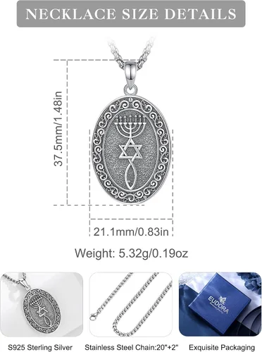 Miniatura 25 de EUDORA Collar de plata de ley 925, San Cristóbal y San Benito, San Miguel, Virgen María, San Judas Tadeo, Cruz de Buen Pastor y Arcángel, Medalla