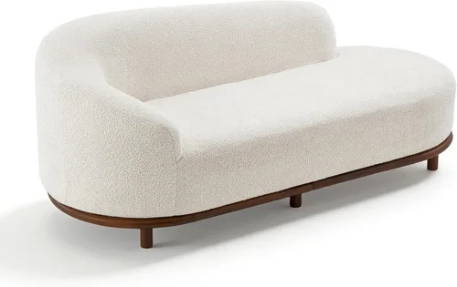 Miniatura 17 de Sofá de asiento profundo moderno de 3 plazas con patas de madera de abedul, sofá de cuero de 80.25 pulgadas, sofá tapizado suave para sala de estar