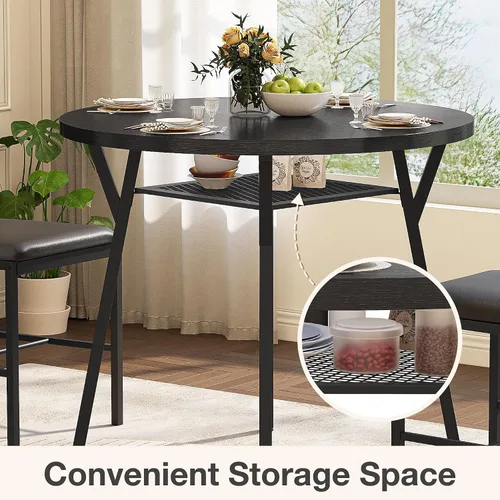 Miniatura 5 de Pamapic Juego de mesa de comedor redonda para 4, mesa de cocina y sillas para 4, mesa de pedestal circular de comedor, marco de metal sólido, ahorro