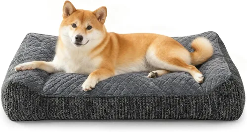 Miniatura 15 de JOEJOY Camas ortopédicas XL para perros de tamaño grande, extra gruesas, con apoyo y laterales, sofá cama ultrasuave para perros grandes, color Beige