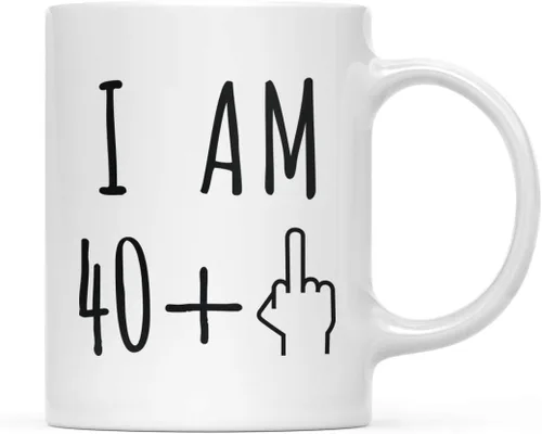 Miniatura 83 de Andaz Press Divertida taza de café de 11 onzas, regalo de broma de cumpleaños, I Am 49 + 1 dedo medio, 1 paquete, ideas de regalo de cumpleaños 50