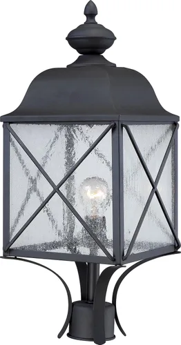 Nuvo Lighting 60/5625 Wingate Post One Light Lantern 100 vatios A19 iluminación de porche y patio al aire libre con vidrio transparente sembrado,