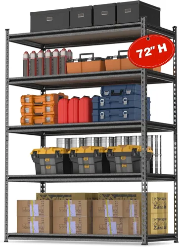 Miniatura 13 de WORKPRO Estantería de almacenamiento de metal de 5 niveles, 48 pulgadas de ancho x 24 pulgadas de profundidad x 72 pulgadas de alto, estante
