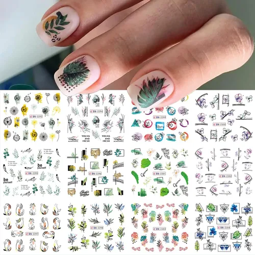 Miniatura 25 de TBRZTR 12 hojas de calcomanías de uñas para el día de San Valentín, diseño de torre de amor, diseño de paraguas, calcomanías de transferencia
