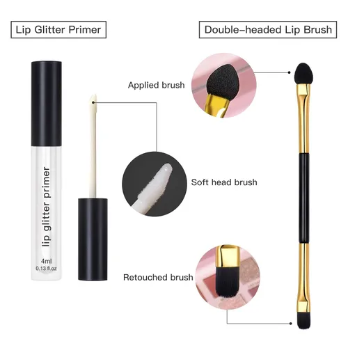 Miniatura 8 de LOKFAR Kit de labios con purpurina de 4 colores – Polvo de pigmento brillante de diamante y purpurina metálica brillante, resistente al agua