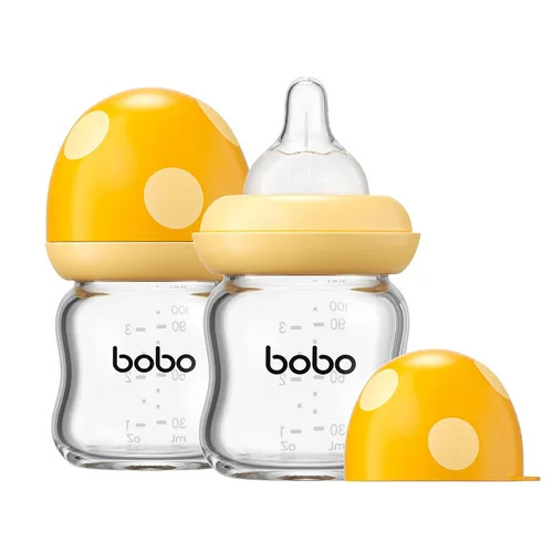 Miniatura 38 de YOHKOH Biberón de vidrio natural con pezón de flujo lento de nivel 1, biberones anticólicos para recién nacidos, botella de vidrio de cuello ancho