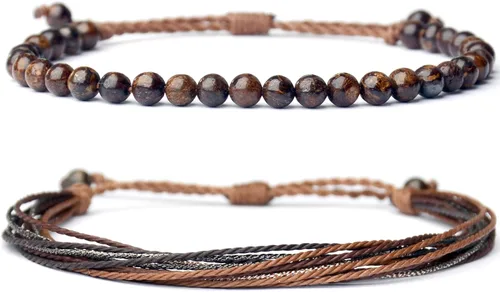 Miniatura 11 de Mezcla Vida Pulseras de cuentas de piedra natural para hombres y mujeres, unisex, ajustables, impermeables, juego de pulseras de cuerda para el día