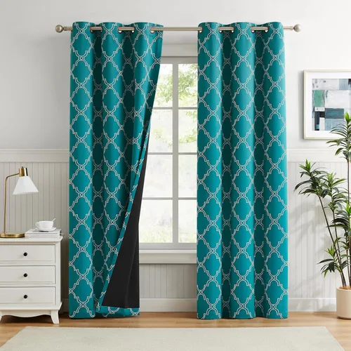 Miniatura 20 de Melodieux Cortinas 100% opacas de 96 pulgadas de largo para sala de estar, dormitorio estilo marroquí, aislamiento térmico, ahorro de energía
