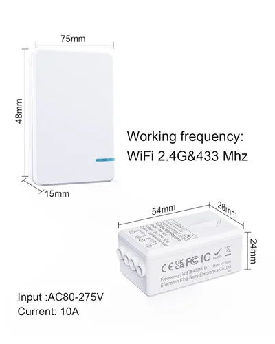 Miniatura 9 de Interruptor de luz inteligente – Thinkbee 2.4Ghz Wifi Kit de interruptor de luz inalámbrico, compatible con Alexa, Google Assistant e IFTTT, control