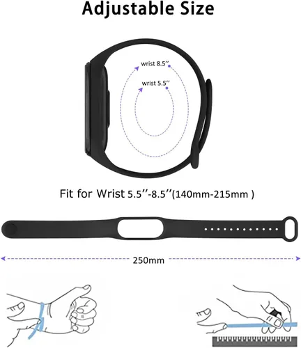 Miniatura 4 de Paquete de 3 bandas para Xiaomi Mi Band 4 y Mi Band 3, correas deportivas de repuesto de silicona suave para Xiaomi Mi Band 4 y 3 Fitness Tracker