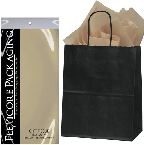 Miniatura 23 de Flexicore Packaging® Bolsas de regalo de papel kraft negro de 8 x 4.75 x 10.25 pulgadas + papel de seda de regalo (azul rey, 5 bolsas)
