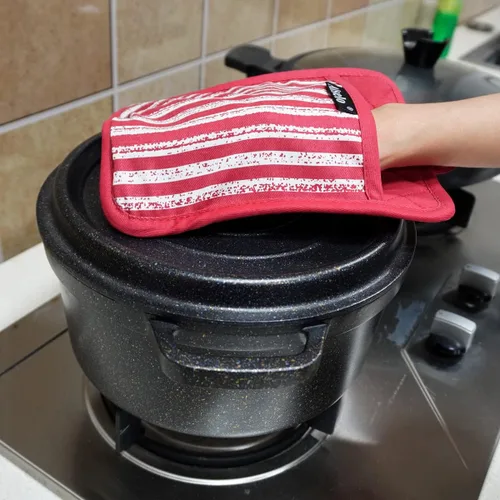 Miniatura 4 de Alselo Juego de 3 agarraderas de silicona resistentes al calor y antideslizantes, almohadillas calientes profesionales para horno con bolsillos
