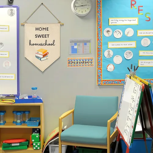 Miniatura 7 de Home Sweet Homeschool - Arte de pared inspirador para sala de lectura, decoración de bandera positiva para el hogar, estudio, sala de aprendizaje