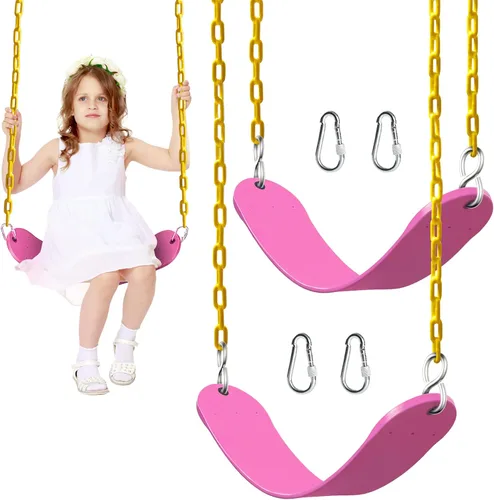 Miniatura 7 de PACEARTH Paquete de 2 columpios con capacidad para 660 libras con cadenas antioxidantes de 68.9 pulgadas recubiertas de plástico de 23.6 pulgadas