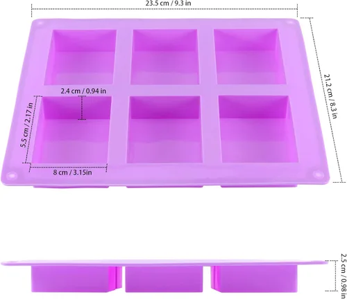 Miniatura 2 de KINJOEK 9 paquetes de 54 moldes rectangulares de silicona para jabón, moldes de silicona morada para hacer jabón a granel, moldes para hornear Morado