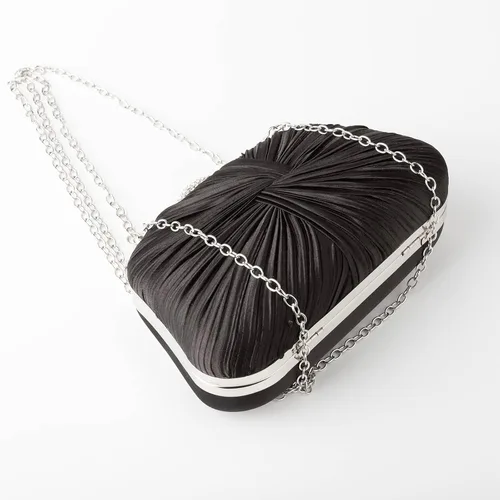 Miniatura 3 de Simcat Bolso de mano para mujer, bolso de satén plisado para mujer, bolso de mano con lazo plisado con cadena para graduación, boda, fiesta de noche