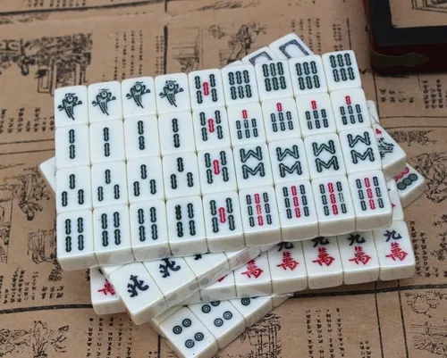 Miniatura 5 de Mini juego de viaje chino Mahjong Mahjong juego de viaje chino Mahjong juego de 144 azulejos Mahjong juegos con 2 dados de transporte estuche
