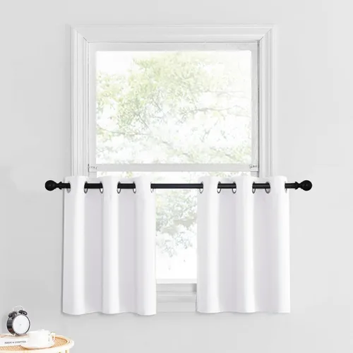 Miniatura 178 de NICETOWN Cortinas opacas de cocina para ventana sobre el fregadero, aislamiento térmico, decoración del hogar, pequeños niveles opacos con ojales