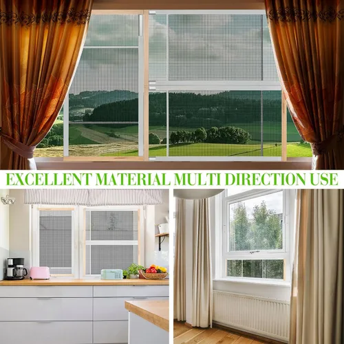 Miniatura 7 de Hicarer 4 piezas de pantalla de ventana extensible ajustable deslizante de malla con rieles chapados en zinc y extremos de madera barnizada
